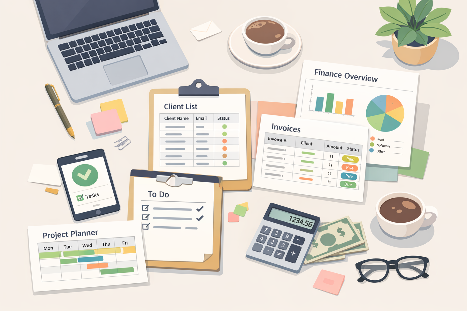 Freelancer workspace illustration